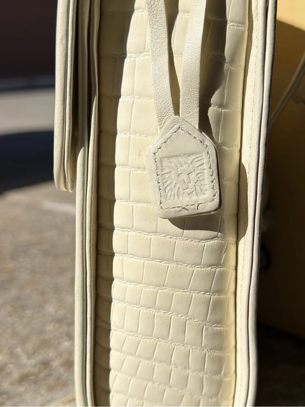 Vintage Anne Klein for Calderon Cream Croc Bag
